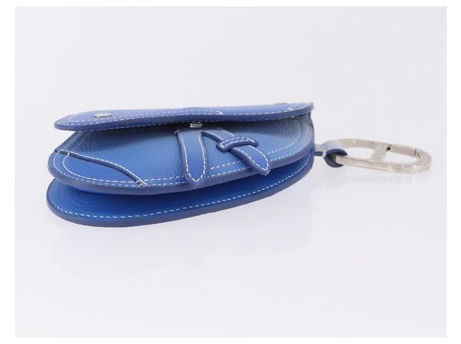 Pouch Saddle Christian Dior in pelle blu argento Auth bs36430V - vista 6