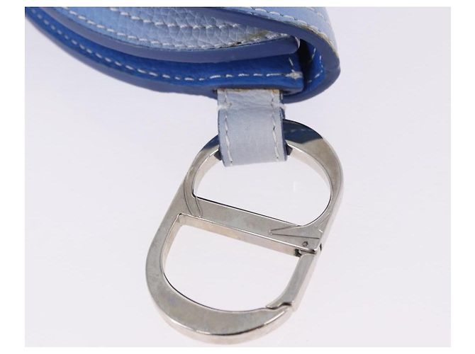 Pouch Saddle Christian Dior in pelle blu argento Auth bs36430V - vista 8