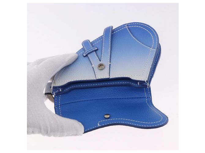 Pouch Saddle Christian Dior in pelle blu argento Auth bs36430V - vista 9