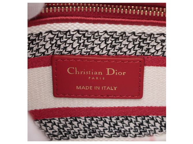 Dior Lady D-Lite Medium Canvas Bestickter Shopper Handtasche Weiß - Ansicht 10