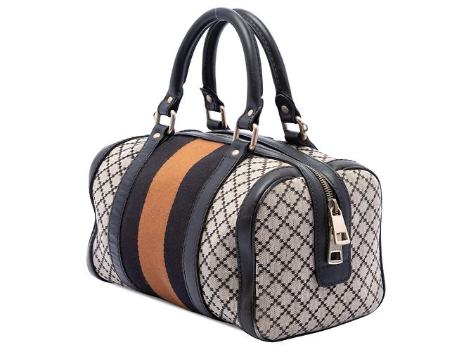Borsa Boston Satchel Gucci Small Diamante Canvas Web Beige - vista 2