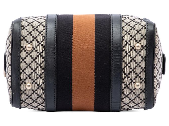 Borsa Boston Satchel Gucci Small Diamante Canvas Web Beige - vista 3