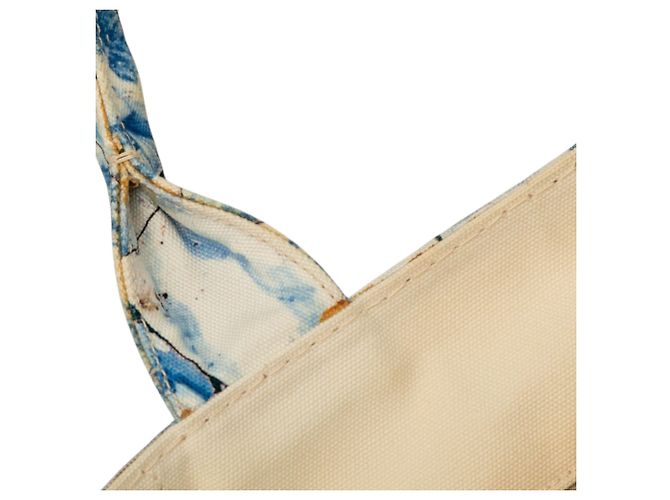 Borsa Satchel Prada Large Canvas Canapa Azulejos Blu - vista 6