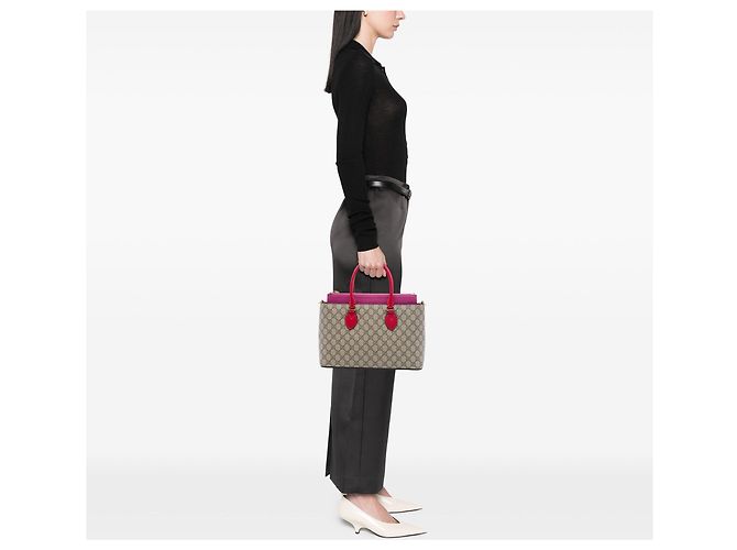 Bolso Satchel Gucci GG Supreme Linea A Beige - vista 6