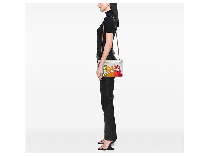 Pouch in pelle con frange bianca LOEWE Paulas Ibiza Bianco - vista 6