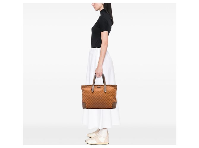 Tote Gucci GG Canvas Web Arancione - vista 5