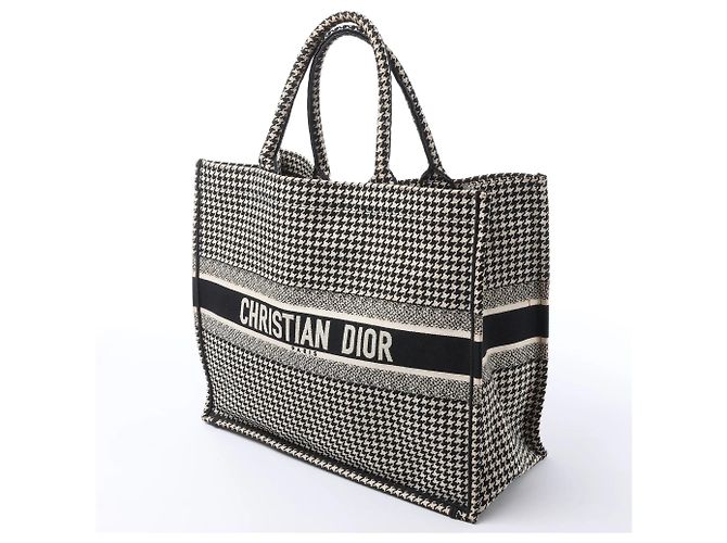 Christian Dior Book Tote Große Canvas Tote Bag Schwarz × Weiß - Ansicht 2