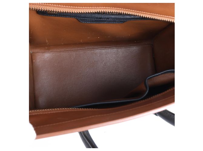 Céline Borsa a mano in pelle Celine Luggage Micro Shopper in nero e marrone Multicolore - vista 13