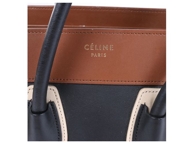 Céline Borsa a mano in pelle Celine Luggage Micro Shopper in nero e marrone Multicolore - vista 15