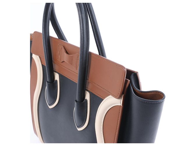 Céline Borsa a mano in pelle Celine Luggage Micro Shopper in nero e marrone Multicolore - vista 5