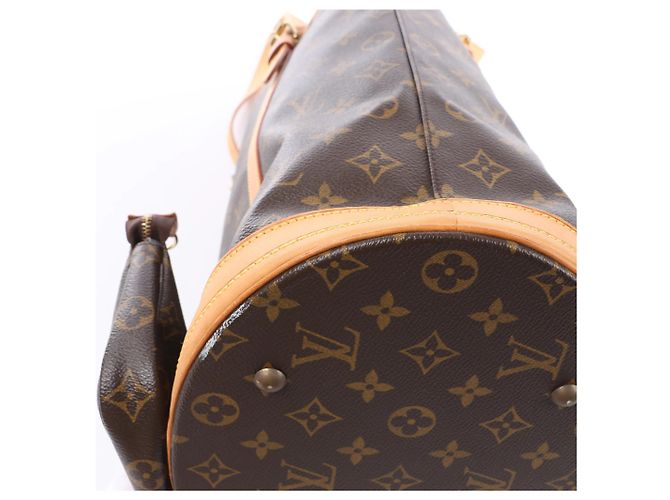 Borsa a tracolla Louis Vuitton Bucket GM Monogram Canvas in marrone Beige - vista 10