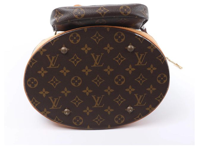 Borsa a tracolla Louis Vuitton Bucket GM Monogram Canvas in marrone Beige - vista 8