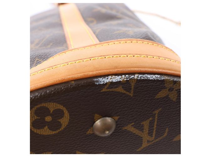 Borsa a tracolla Louis Vuitton Bucket GM Monogram Canvas in marrone Beige - vista 9