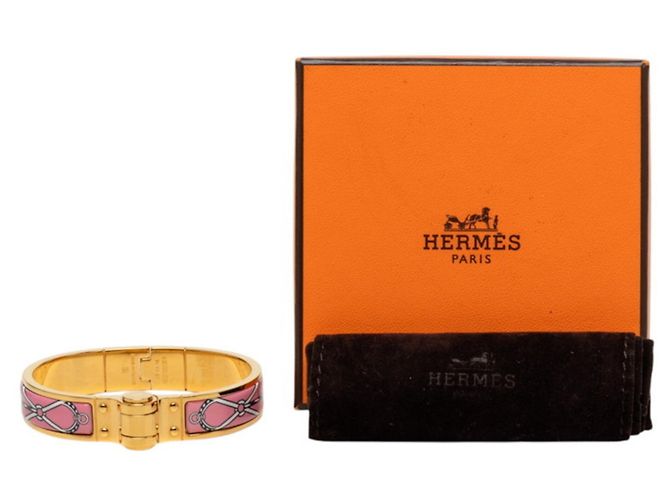 Hermès Bracciale Rigido Hermes Charnière PM Rosa D'oro - vista 7