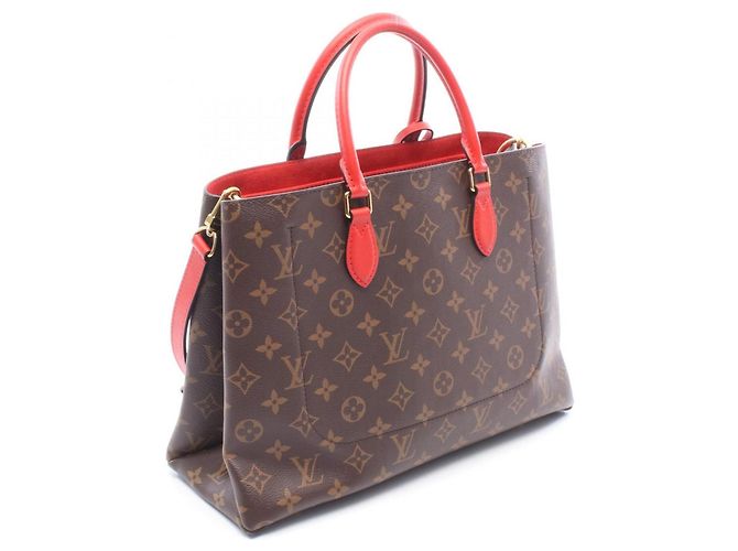 Louis Vuitton Flower Tote Bag Braun Rot Monogramm - Ansicht 2