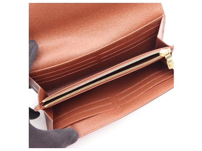 Louis Vuitton Portefeuille Sarah Monogram Bi-fold Long Wallet Marrone Monogramma - vista 3