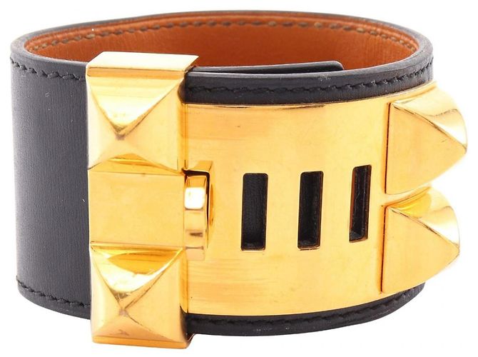 Hermès Hermes Collier de Chien Bangle Negro Dorado - vista 2
