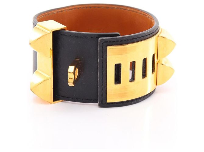 Hermès Hermes Collier de Chien Bangle Negro Dorado - vista 3