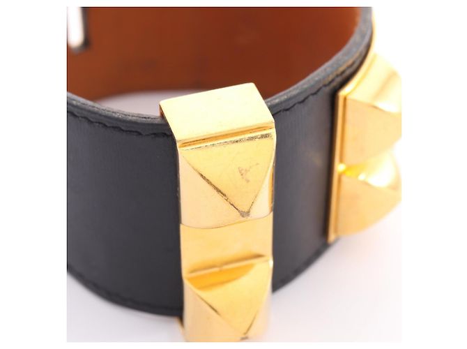 Hermès Hermes Collier de Chien Bangle Negro Dorado - vista 9