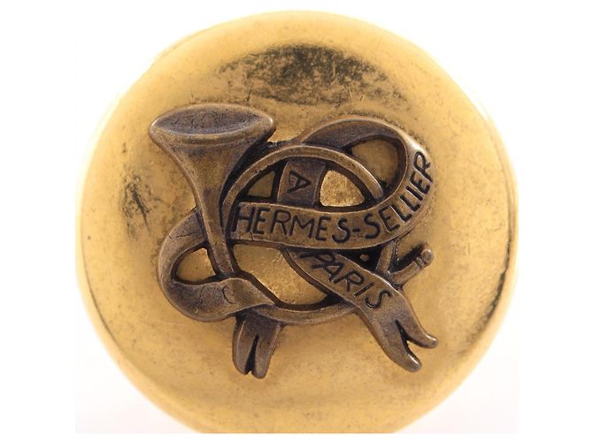 Hermès Boucles d'oreilles clips rondes en corne Hermes Doré - vue 3