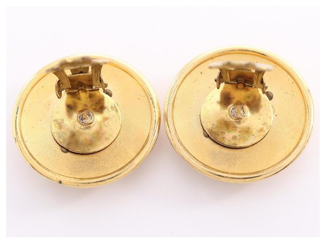 Hermès Boucles d'oreilles clips rondes en corne Hermes Doré - vue 5