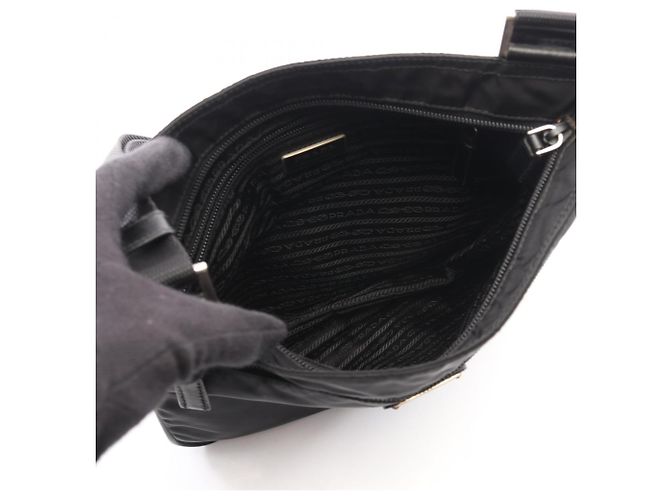 Borsa a tracolla Prada TESSUTO + SAFFIANO Nero - vista 3