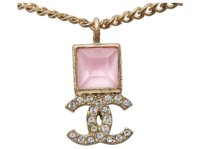 Chanel Coco Mark Kettenanhänger Halskette Pink - Ansicht 2