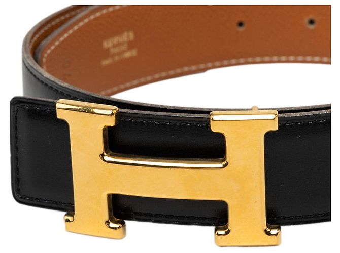 Hermès Hermes Constance H Gürtel aus Leder in Schwarz/Braun - Ansicht 4