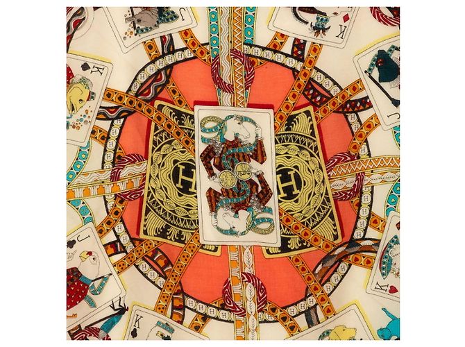 Hermès Hermes Carre 115 Dame de Coeur Schal Beige Orange - Ansicht 2