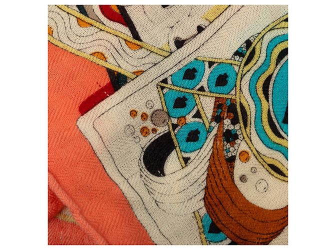 Hermès Hermes Carre 115 Dame de Coeur Schal Beige Orange - Ansicht 4