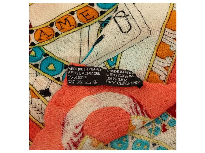 Hermès Hermes Carre 115 Dame de Coeur Schal Beige Orange - Ansicht 6