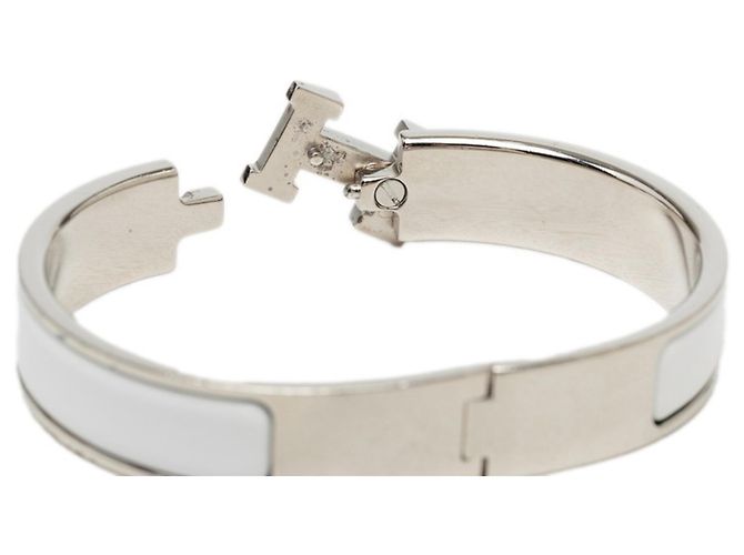 Hermès Click H PM Armband Silber Weiß - Ansicht 4