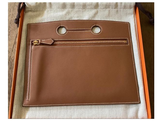 Hermès Pochette Backpocket in pelle Marrone - vista 2