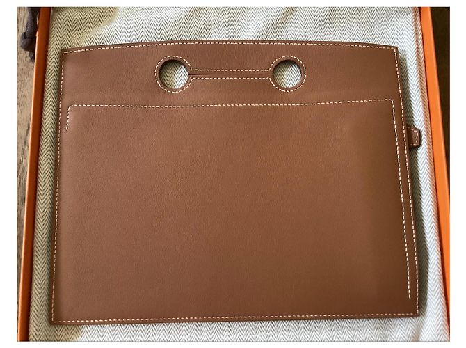 Hermès Pochette Backpocket in pelle Marrone - vista 3