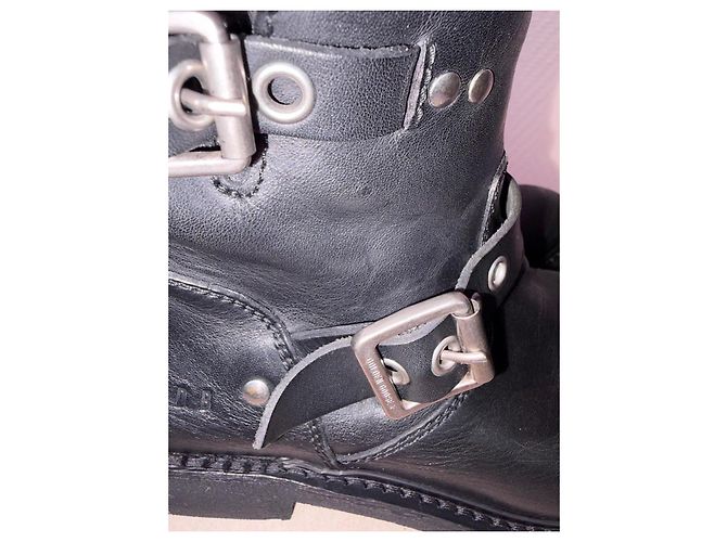 Golden Goose Botas moteras de cuero negras con hebillas Negro - vista 11