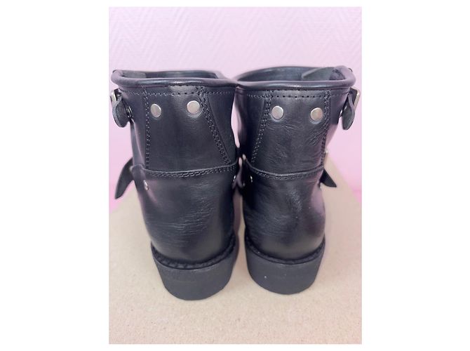 Golden Goose Botas moteras de cuero negras con hebillas Negro - vista 14