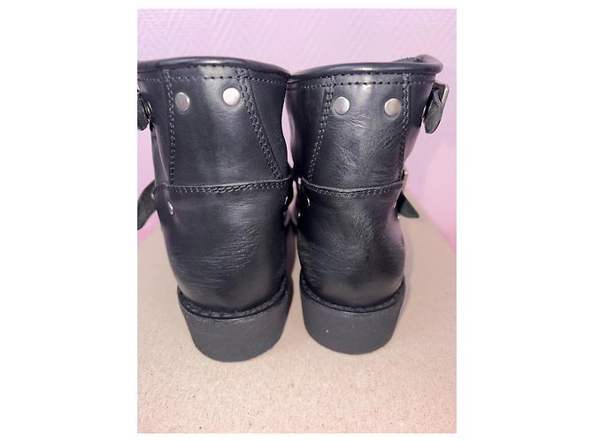 Golden Goose Botas moteras de cuero negras con hebillas Negro - vista 15
