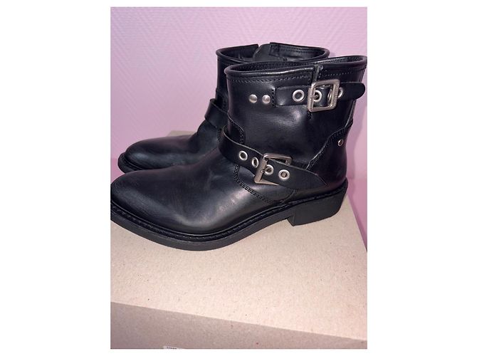 Golden Goose Botas moteras de cuero negras con hebillas Negro - vista 4