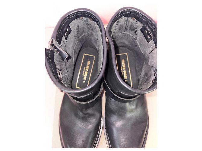 Golden Goose Botas moteras de cuero negras con hebillas Negro - vista 6