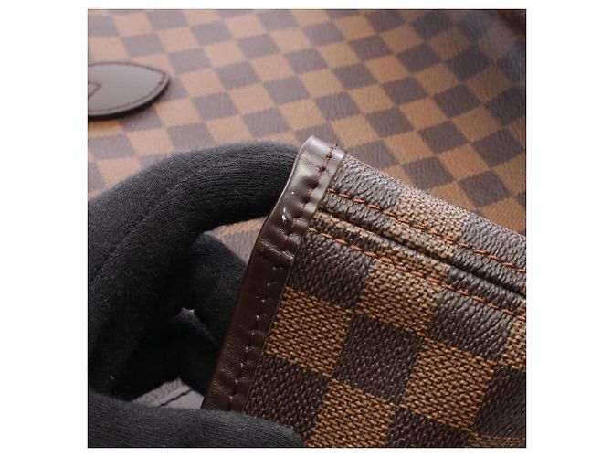 Borsa Tote Louis Vuitton Neverfull MM Damier Ebene Marrone - vista 10