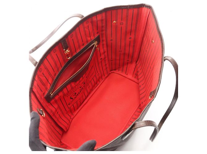 Borsa Tote Louis Vuitton Neverfull MM Marrone Damier ebene - vista 3