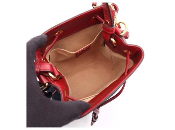 Gucci Ophidia Kleine Bucket 2-Way Handtasche Rot Marineblau - Ansicht 3