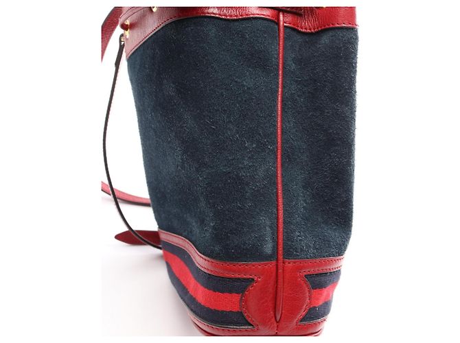 Gucci Ophidia Kleine Bucket 2-Way Handtasche Rot Marineblau - Ansicht 5