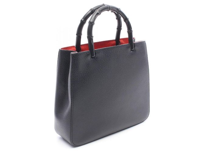 Gucci Bamboo Handtasche aus schwarzem Leder - Ansicht 2