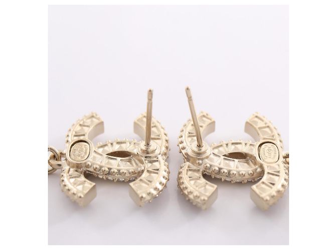 Pendientes de botón Chanel Coco Mark Blanco Dorado - vista 5