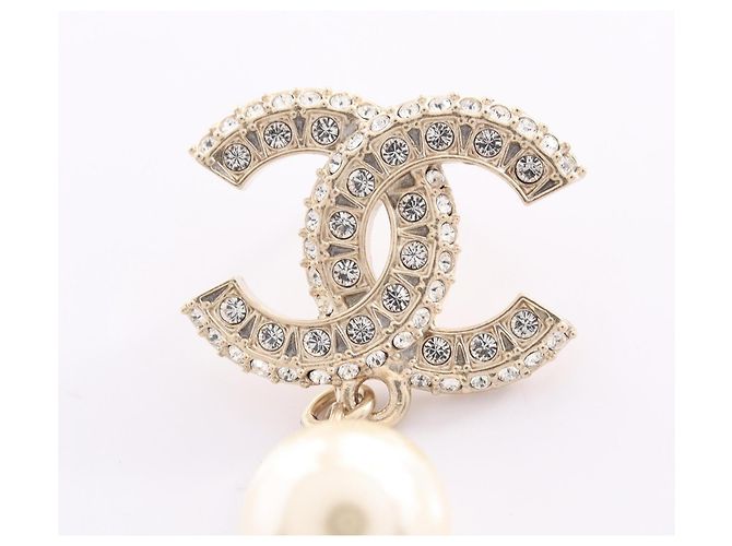 Pendientes de botón Chanel Coco Mark Blanco Dorado - vista 6