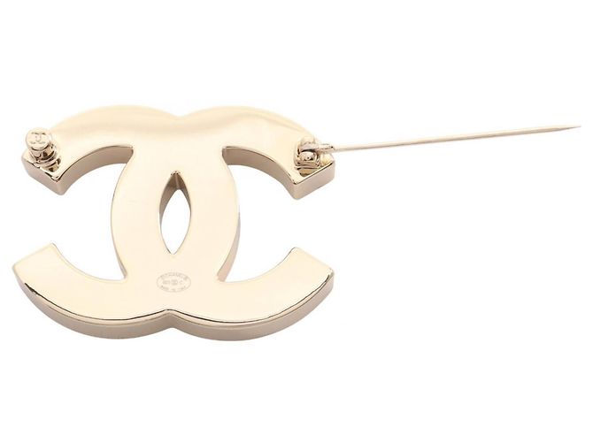 Chanel Coco Mark Brosche Accessoire Schwarz Weiß Golden - Ansicht 2