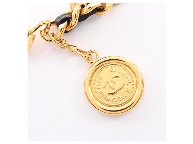 Chanel Coco Mark Medal Kettengürtel Schwarz Golden - Ansicht 2
