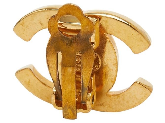 Orecchini vintage Chanel Coco Mark Turnlock Motif D'oro - vista 2