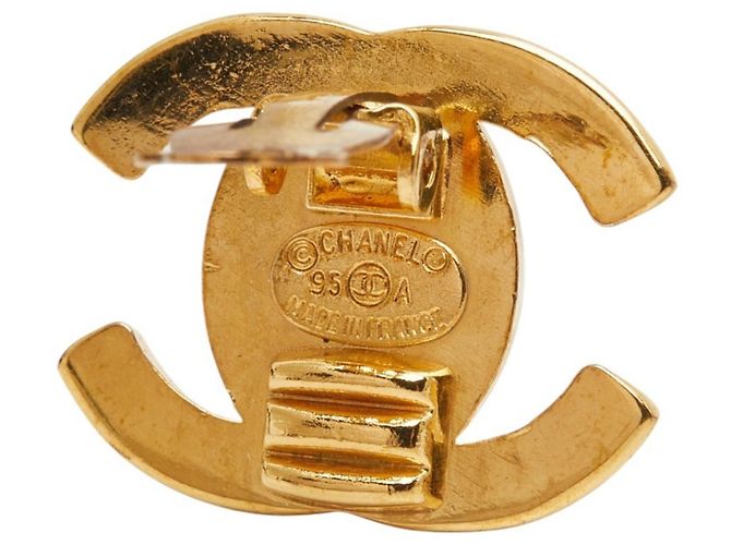Orecchini vintage Chanel Coco Mark Turnlock Motif D'oro - vista 3